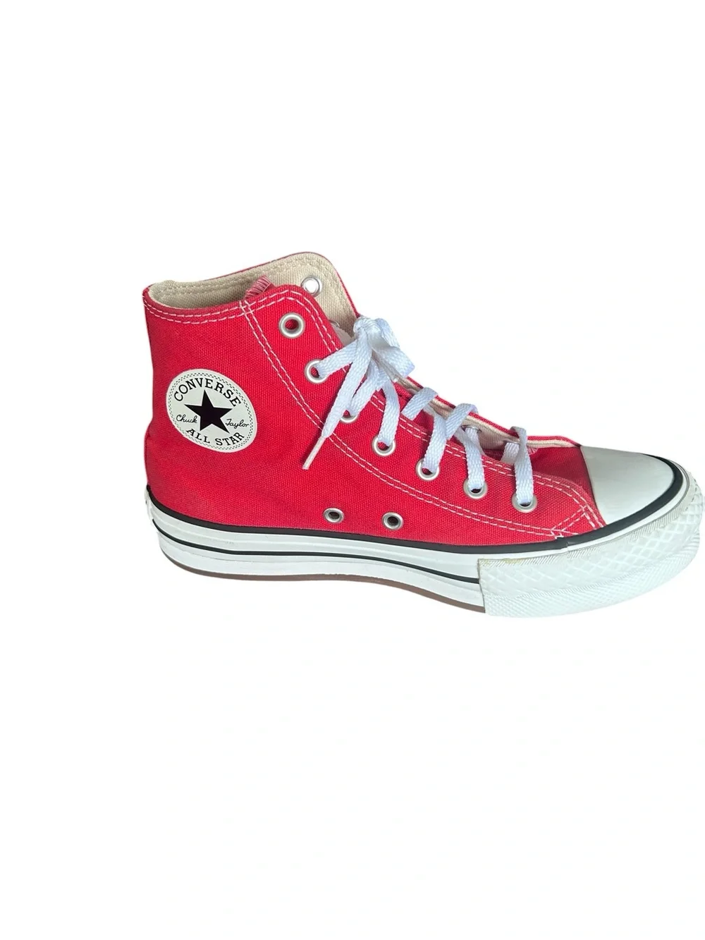 Converse Red High Top Canvas Sneaker Size Youth 3 / 21.5 CM